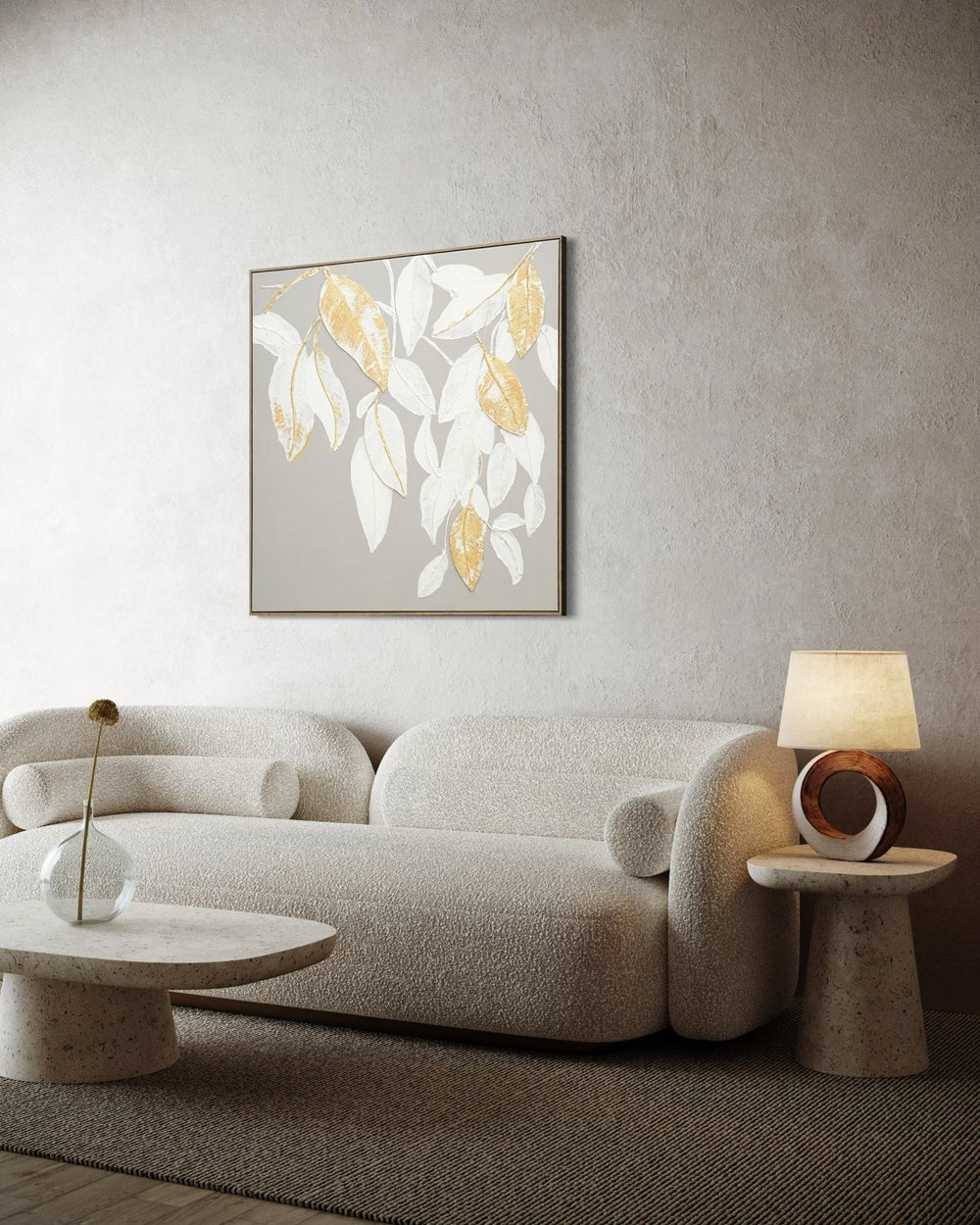 Golden Drift Leaves 102×102cm - | Bella Home Art