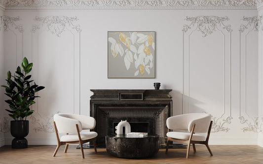 Golden Drift Leaves 102×102cm - | Bella Home Art