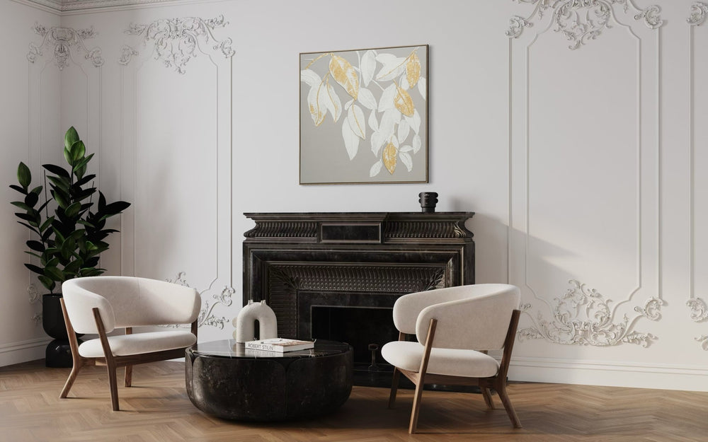 Golden Drift Leaves 102×102cm - | Bella Home Art