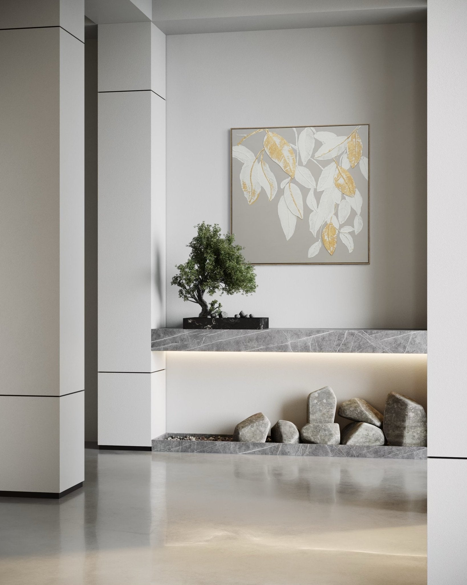 Golden Drift Leaves 102×102cm - | Bella Home Art