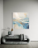 Golden Horizon over Tranquil Sea 90×90cm - | Bella Home Art