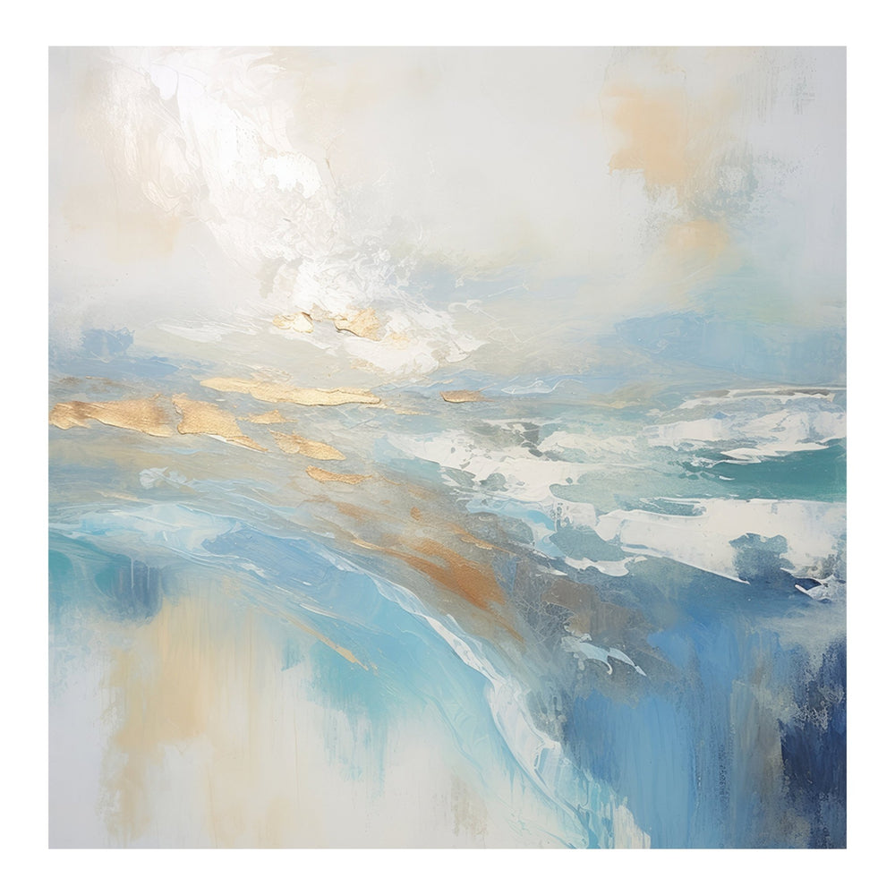 Golden Horizon over Tranquil Sea 90×90cm - | Bella Home Art