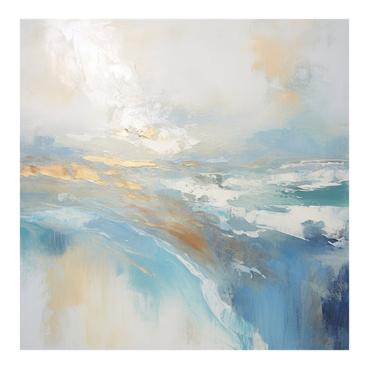 Golden Horizon over Tranquil Sea 90×90cm - | Bella Home Art
