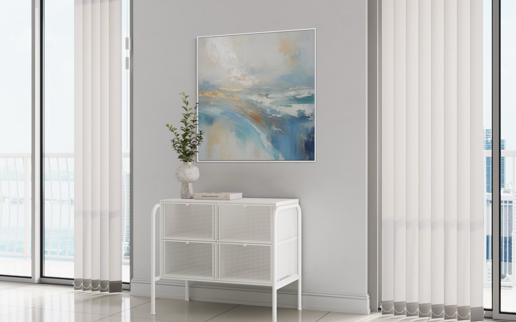 Golden Horizon over Tranquil Sea 90×90cm - | Bella Home Art
