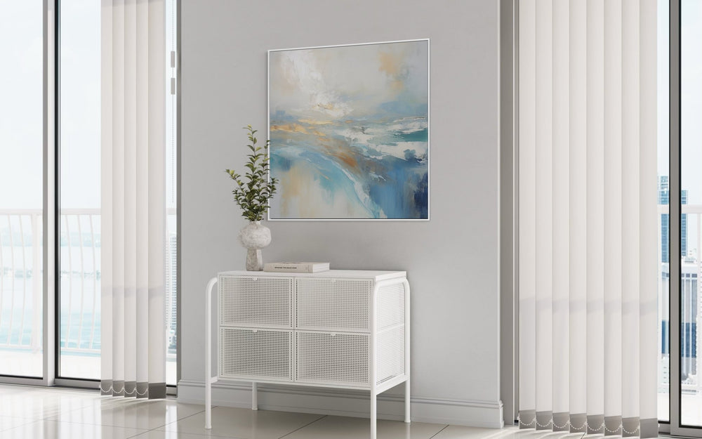 Golden Horizon over Tranquil Sea 90×90cm - | Bella Home Art
