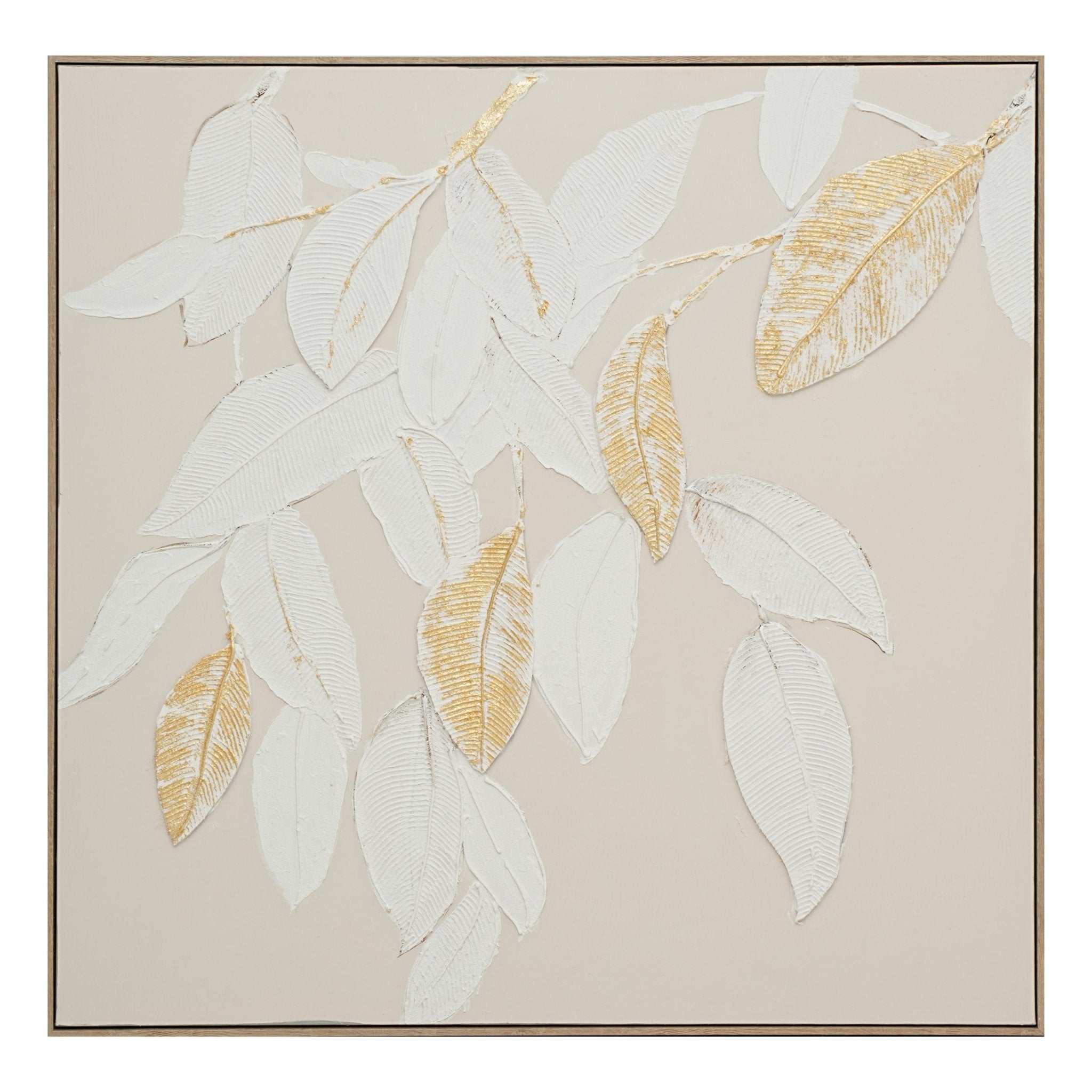 Golden Leaf Whisper 102×102cm - | Bella Home Art