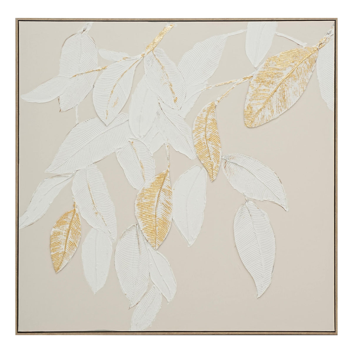 Golden Leaf Whisper 102×102cm - | Bella Home Art