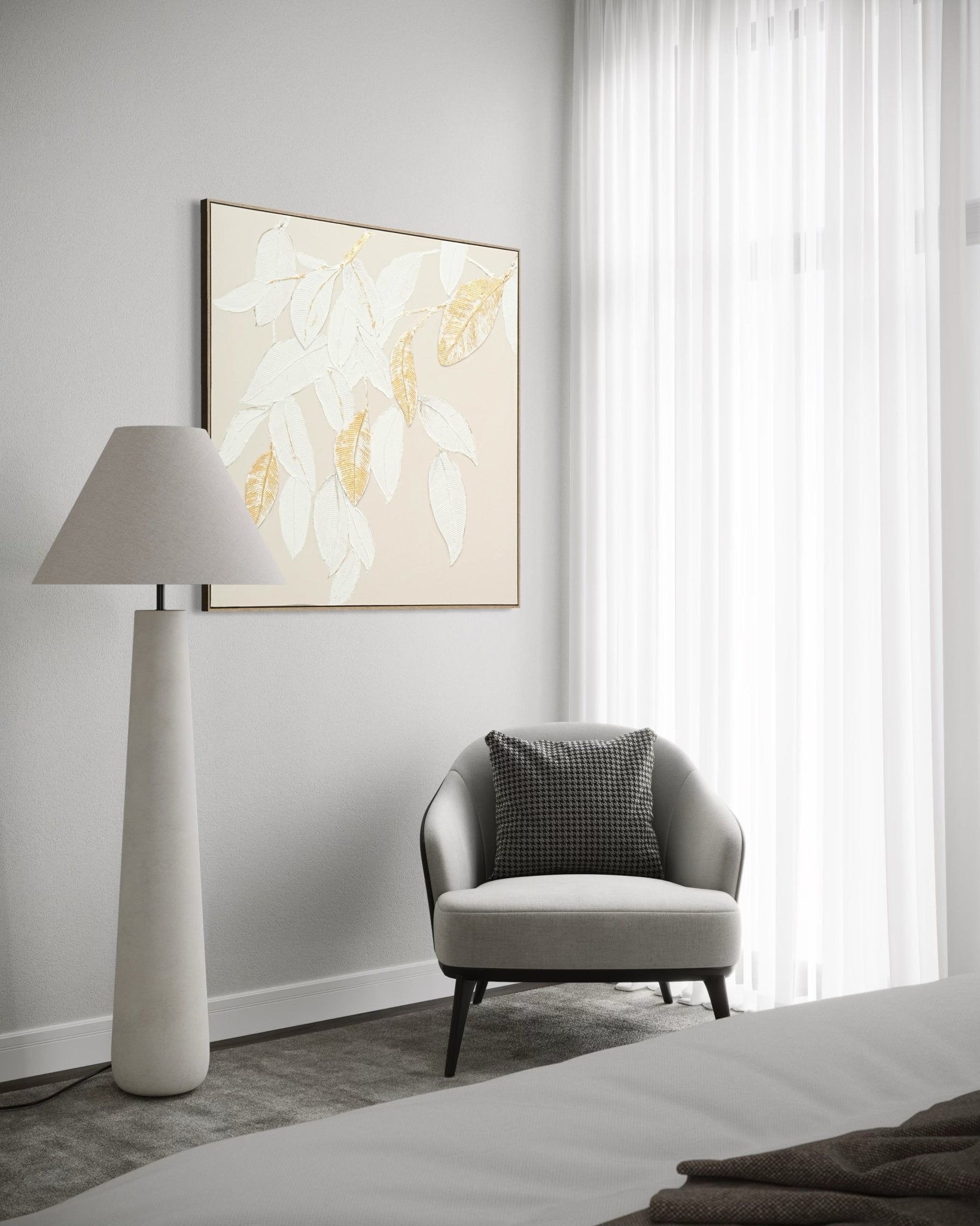 Golden Leaf Whisper 102×102cm - | Bella Home Art