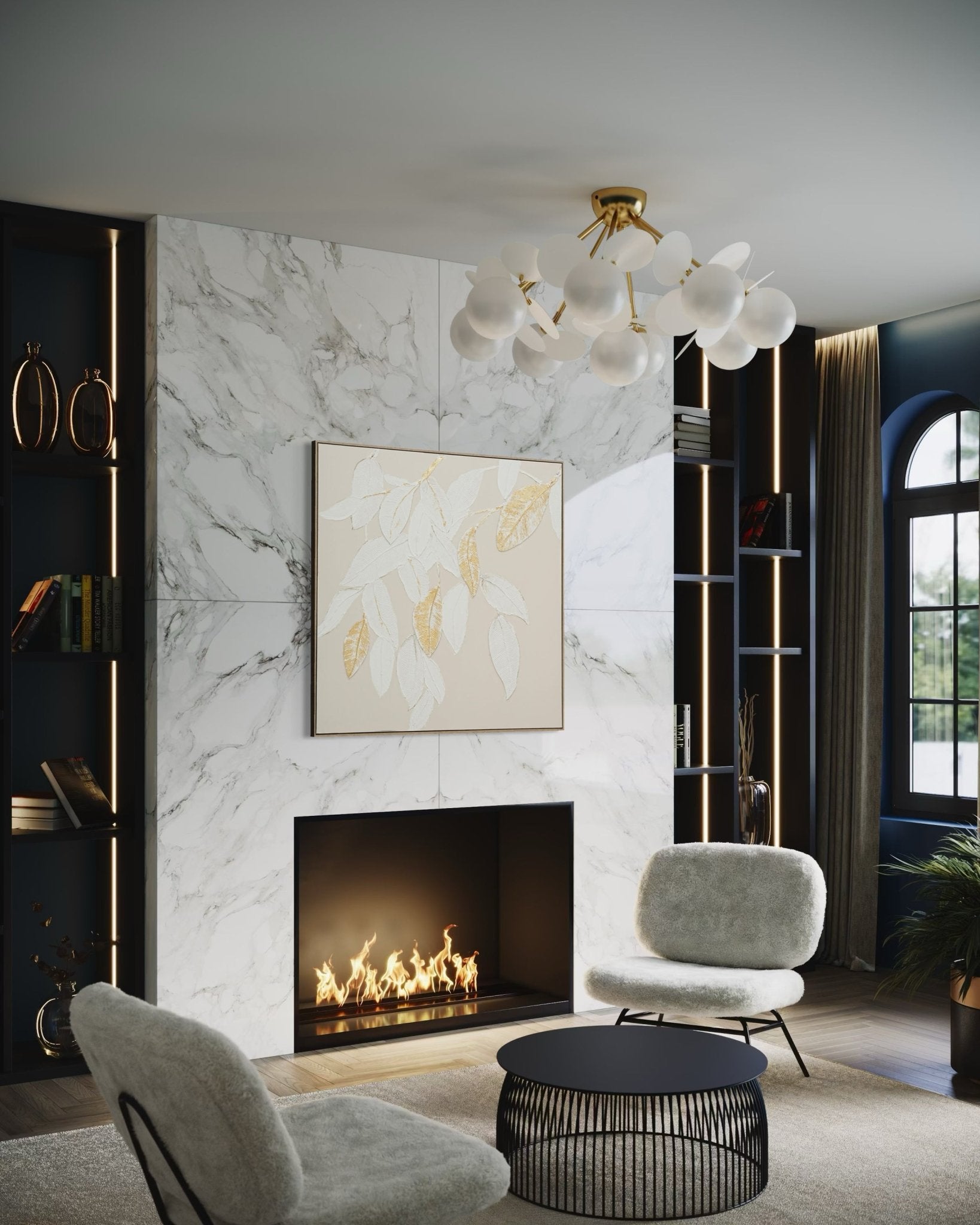Golden Leaf Whisper 102×102cm - | Bella Home Art