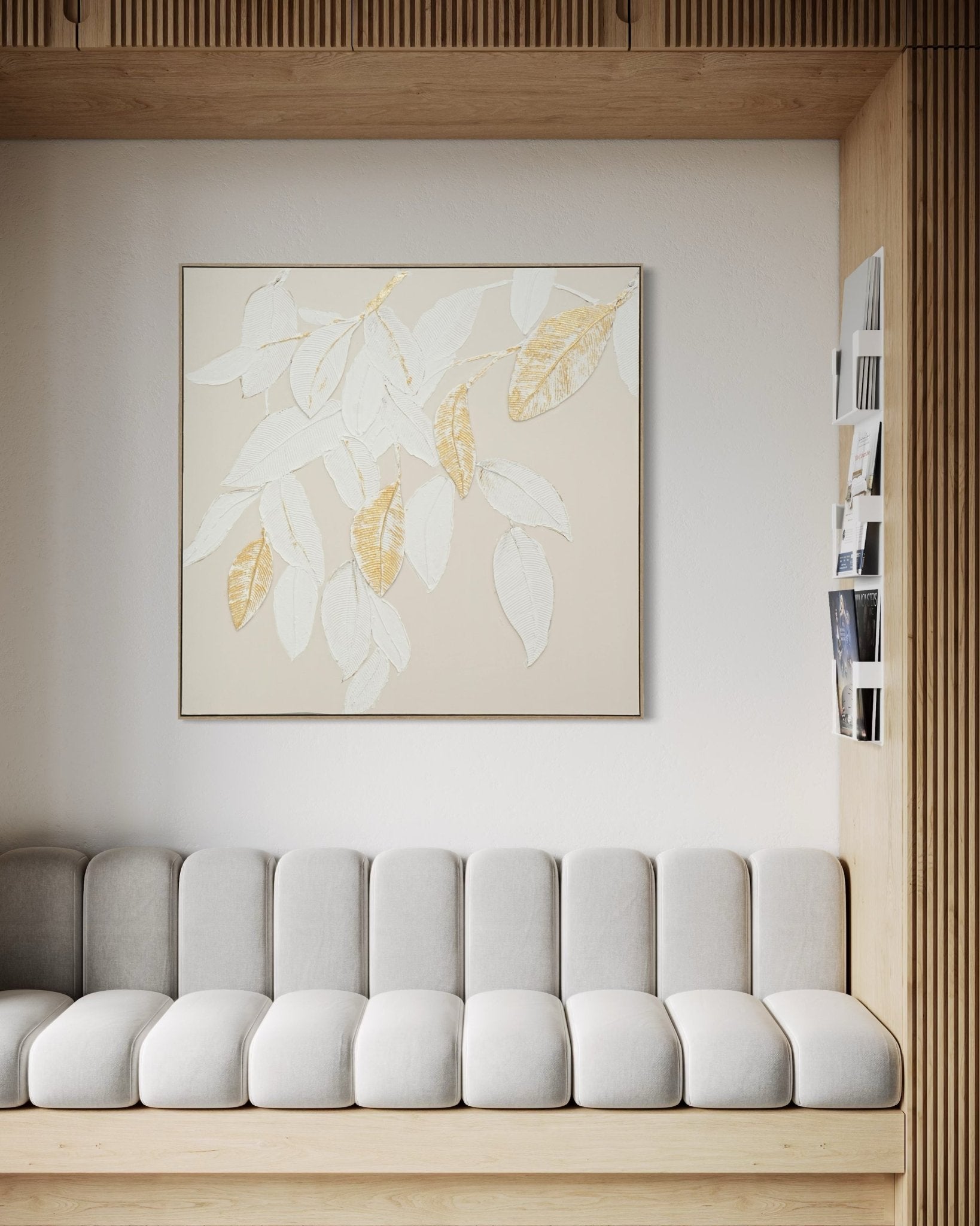 Golden Leaf Whisper 102×102cm - | Bella Home Art