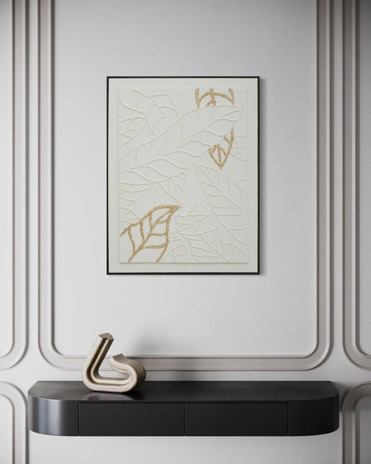 Golden Outline Leaves - 01 72×92cm - | Bella Home Art