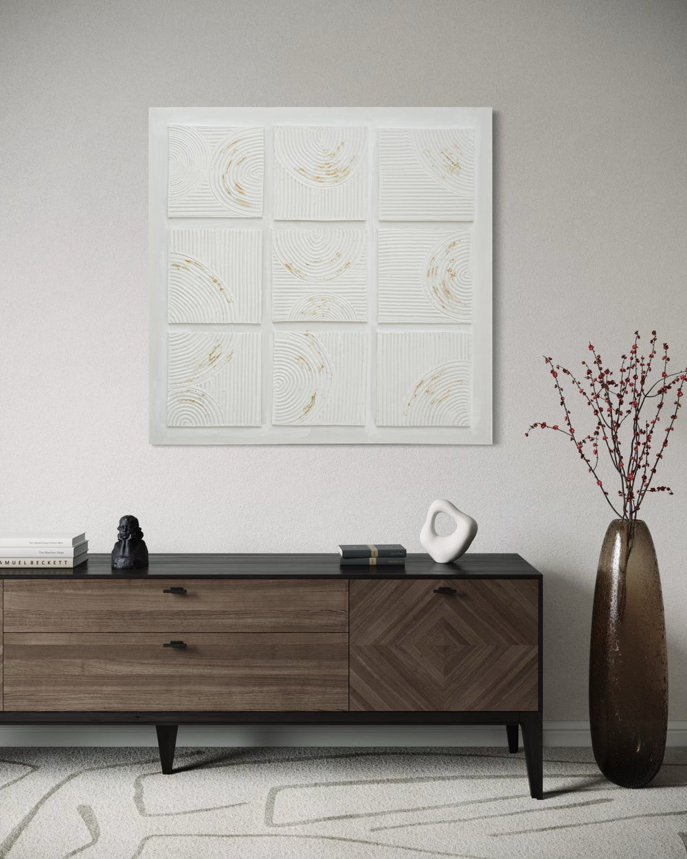 Harmonic Grid Circles 102×102cm - | Bella Home Art