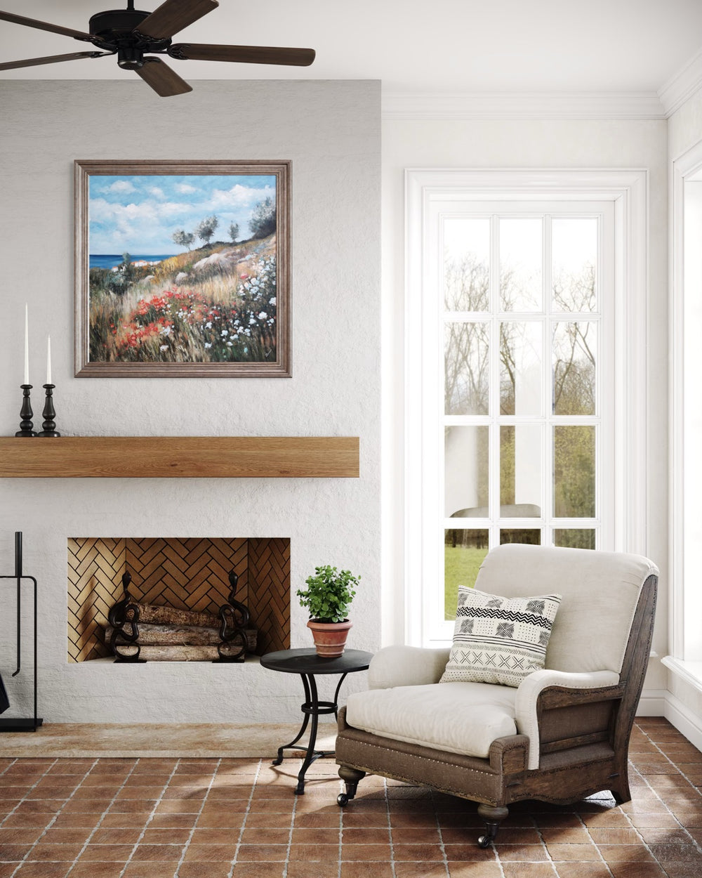 Wild Coastal Meadow 100×100cm – artwork detail 4
