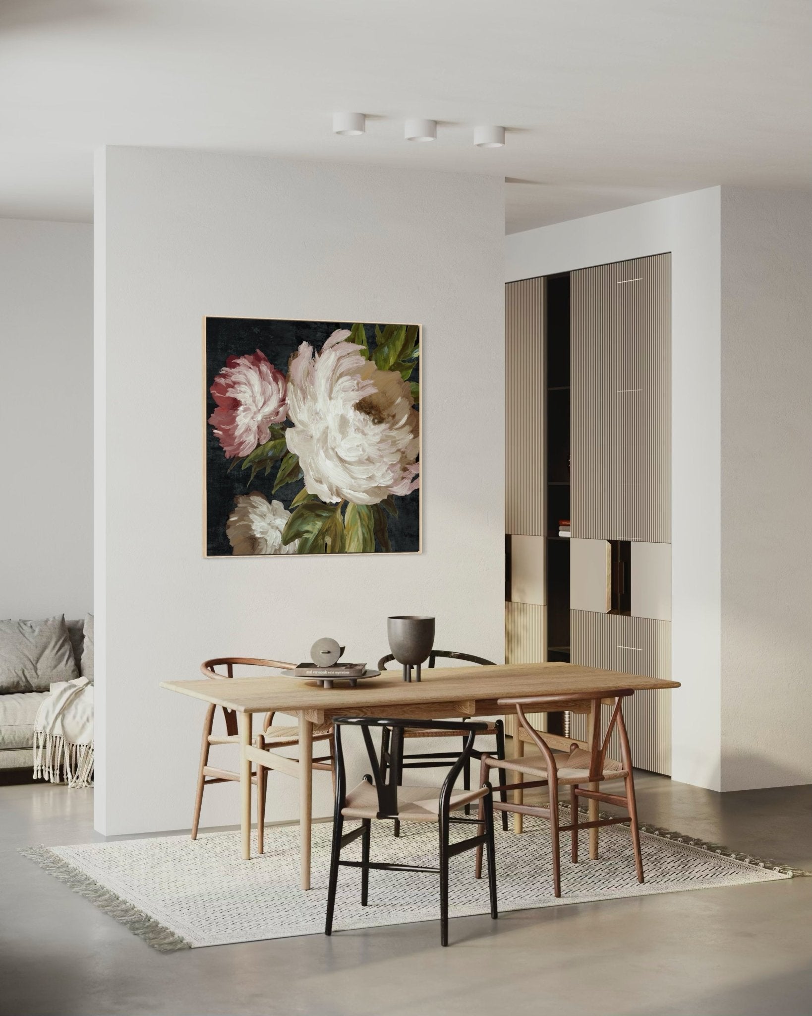 Ivory Bloom Garden 100×100cm - Hand - Painted Oil Painting | Bella Home Art