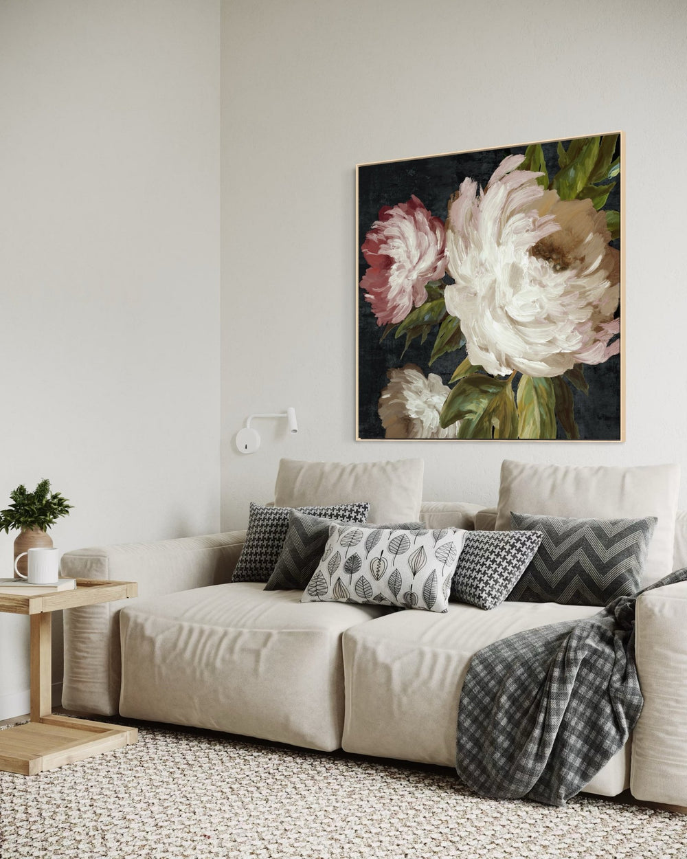 Ivory Bloom Garden 100×100cm - Hand - Painted Oil Painting | Bella Home Art