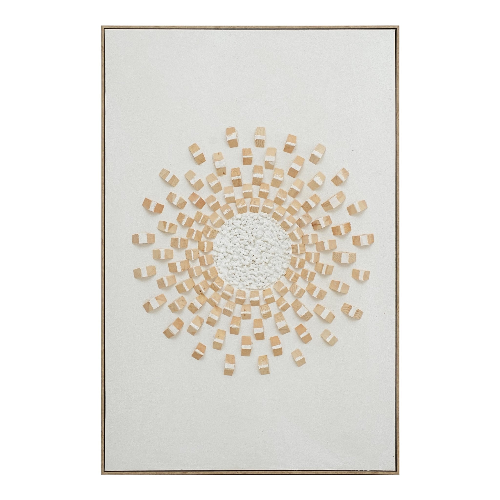 Radiant Wood Mosaic 82×122cm – hand-painted wall art