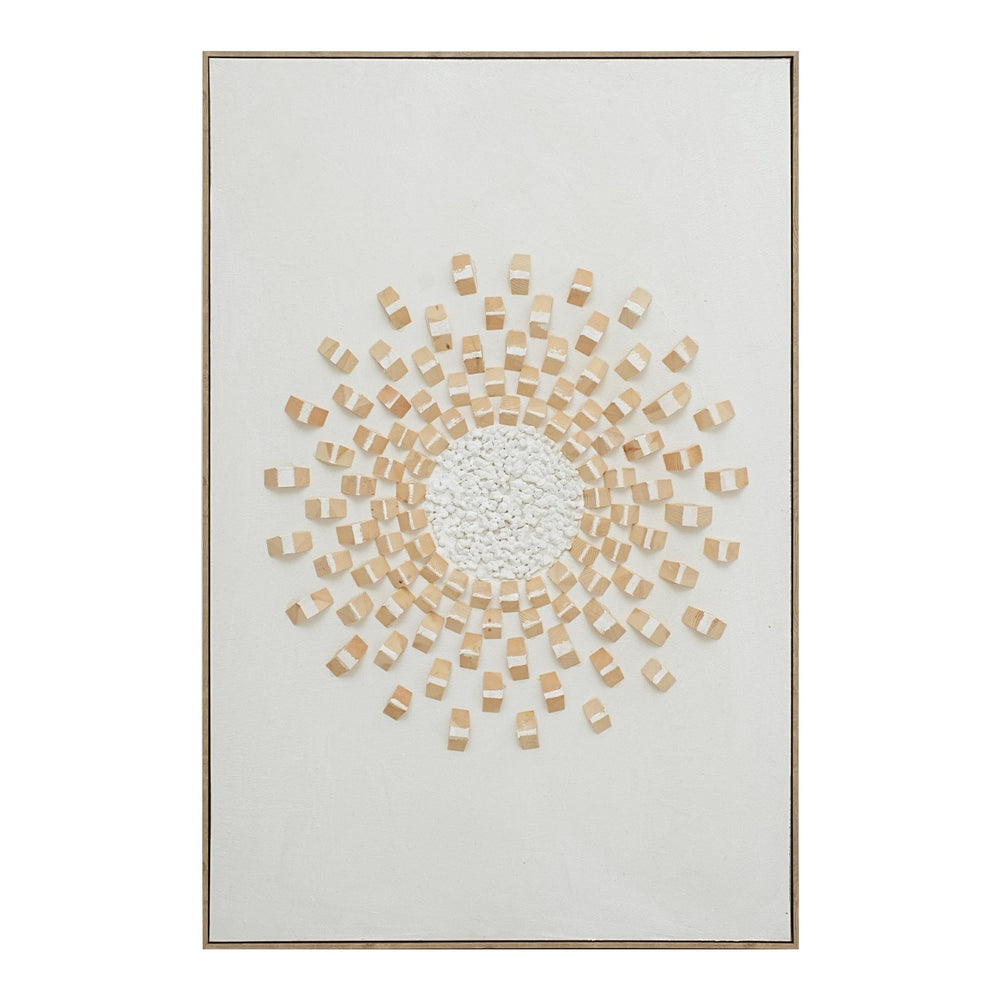 Radiant Wood Mosaic 82×122cm – hand-painted wall art