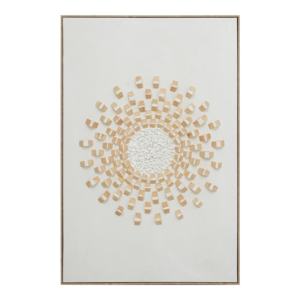 Radiant Wood Mosaic 82×122cm – hand-painted wall art