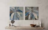 Textured Leaves in Blue Hues - 01 60×60cm - | Bella Home Art