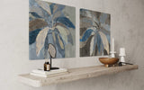 Textured Leaves in Blue Hues - 01 60×60cm - | Bella Home Art