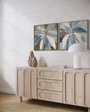 Textured Leaves in Blue Hues - 02 60×60cm - Hand - Painted Oil Painting | Bella Home Art