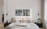 Textured Leaves in Blue Hues - 02 60×60cm - Hand - Painted Oil Painting | Bella Home Art