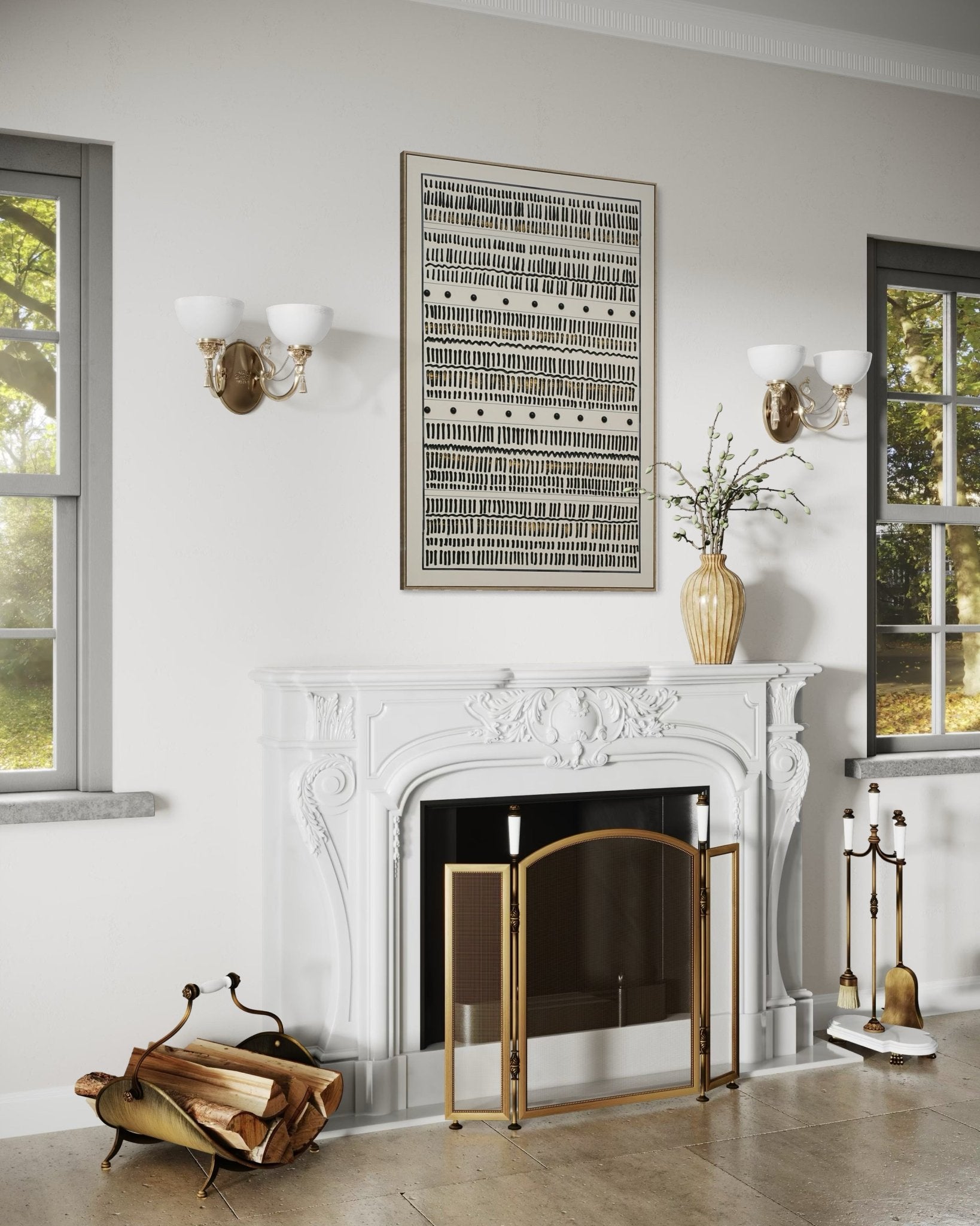Tribal Rhythm Lines 82×122cm - Textured Wall Art | Bella Home Art