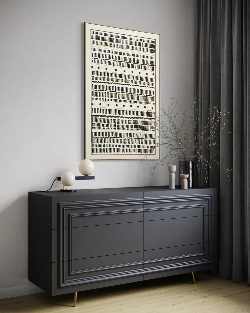 Tribal Rhythm Lines 82×122cm - Textured Wall Art | Bella Home Art