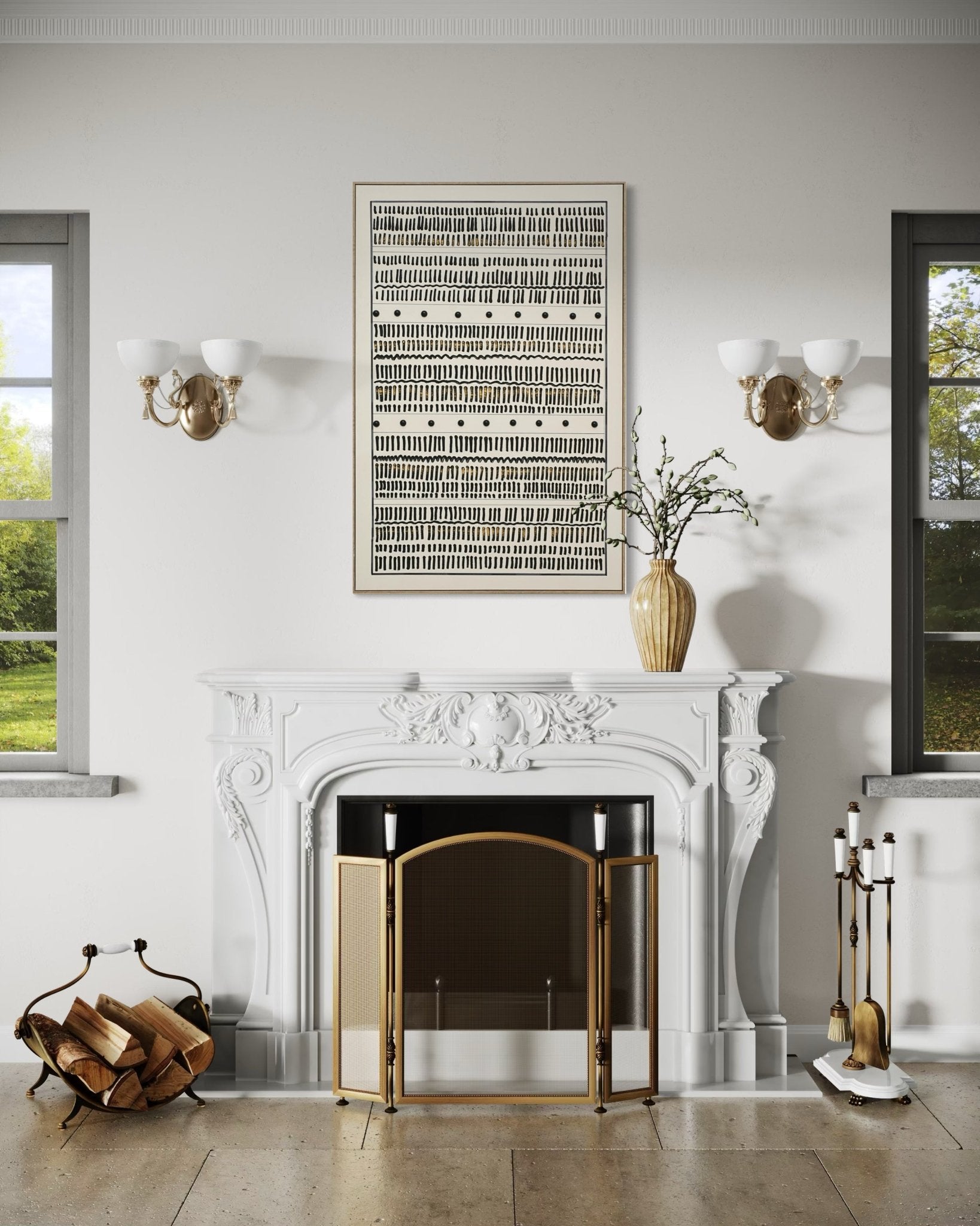 Tribal Rhythm Lines 82×122cm - Textured Wall Art | Bella Home Art