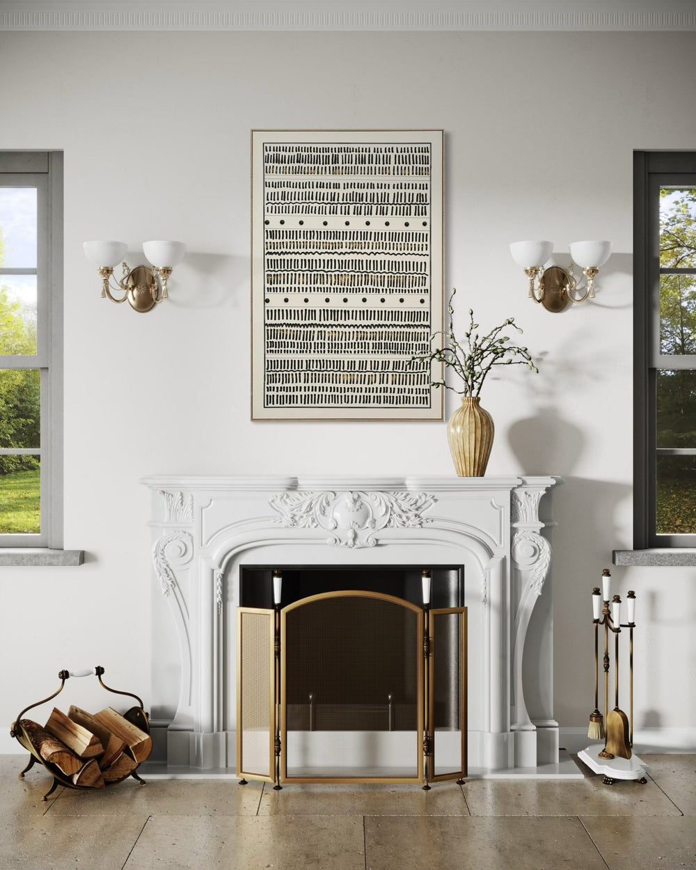 Tribal Rhythm Lines 82×122cm - Textured Wall Art | Bella Home Art