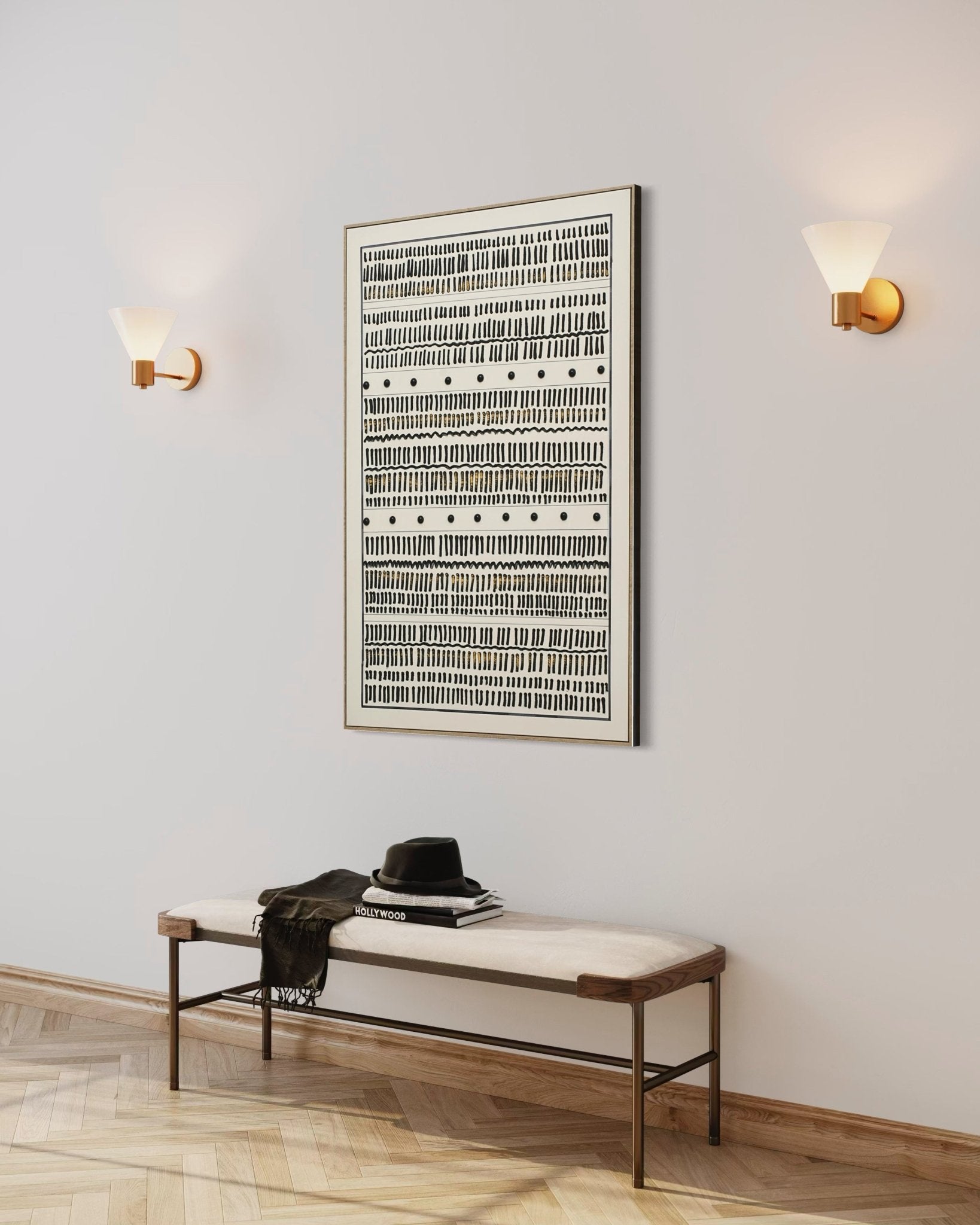 Tribal Rhythm Lines 82×122cm - Textured Wall Art | Bella Home Art