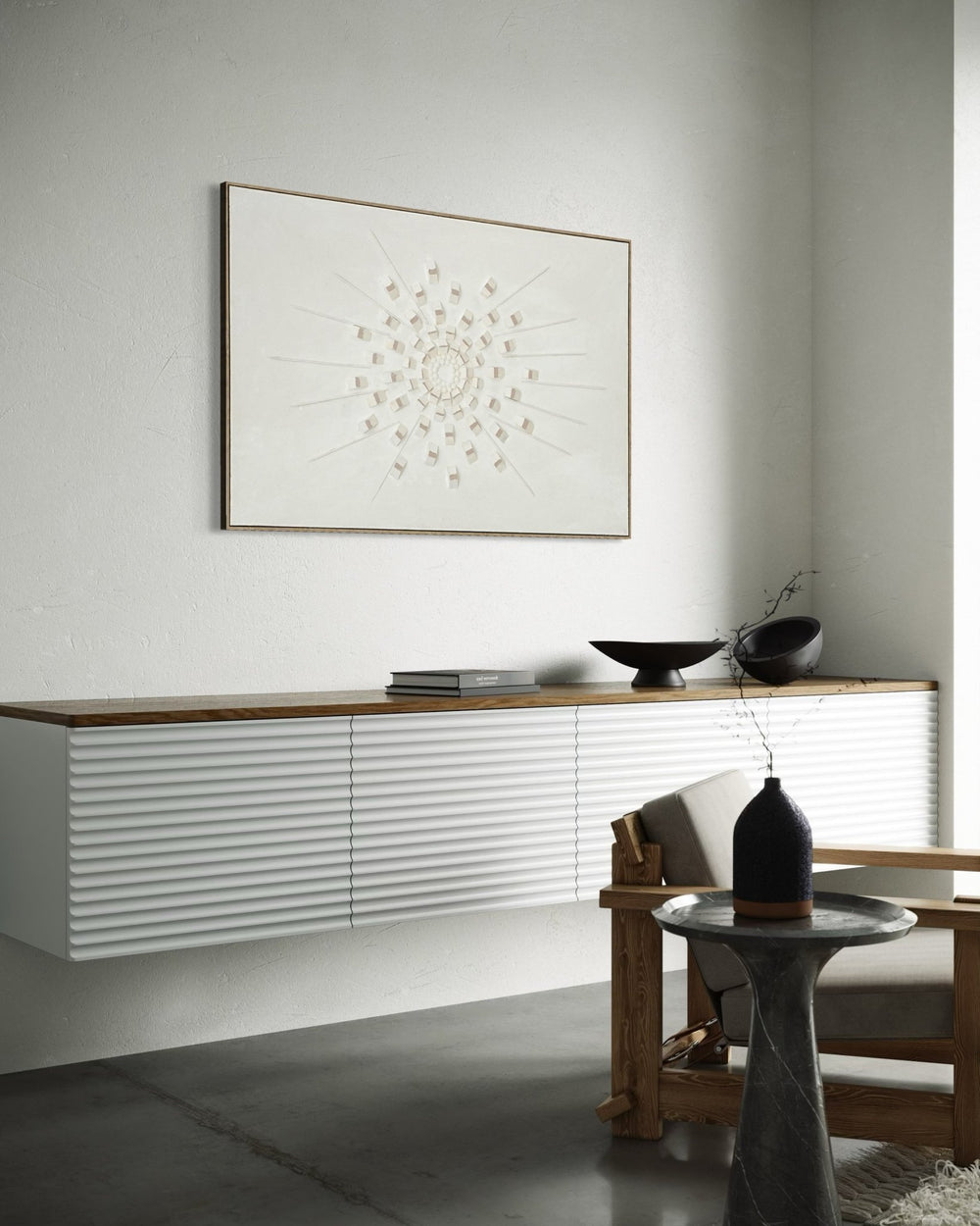 White Radiant Burst 82×122cm - | Bella Home Art