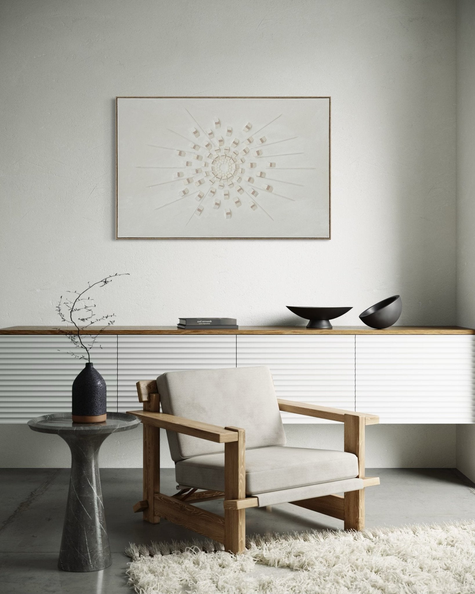 White Radiant Burst 82×122cm - | Bella Home Art
