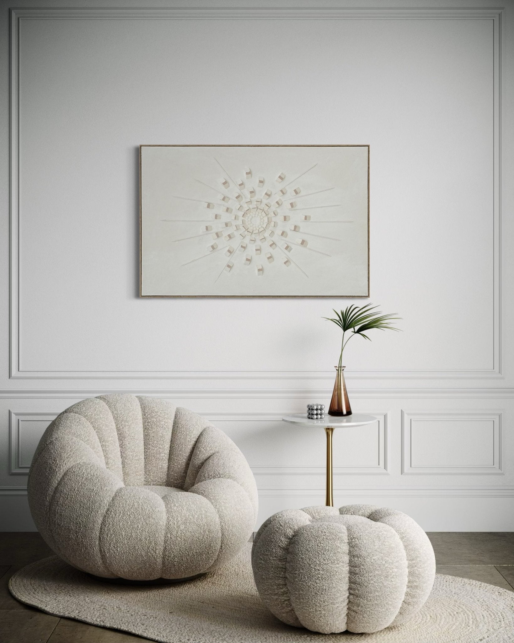 White Radiant Burst 82×122cm - | Bella Home Art