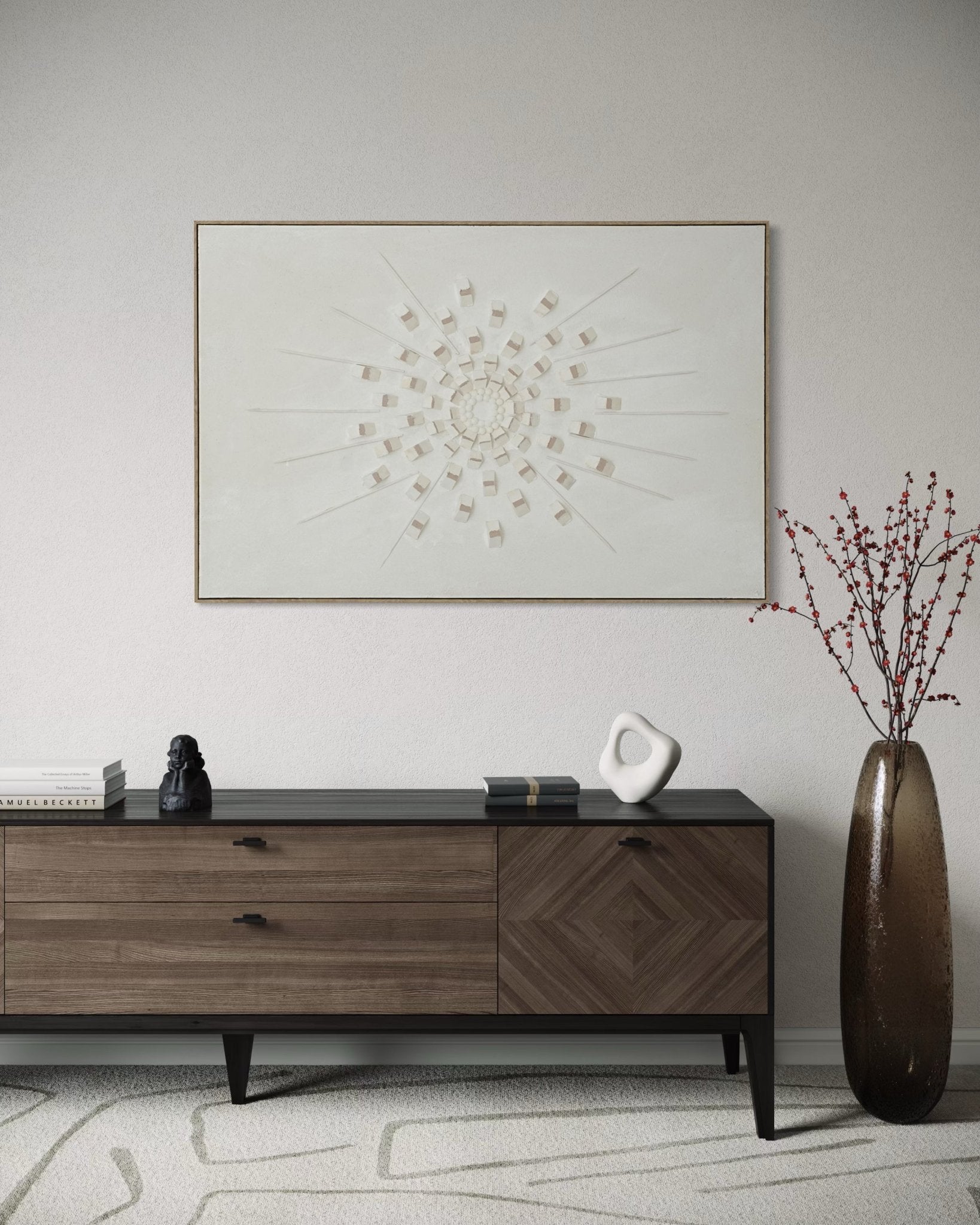 White Radiant Burst 82×122cm - | Bella Home Art