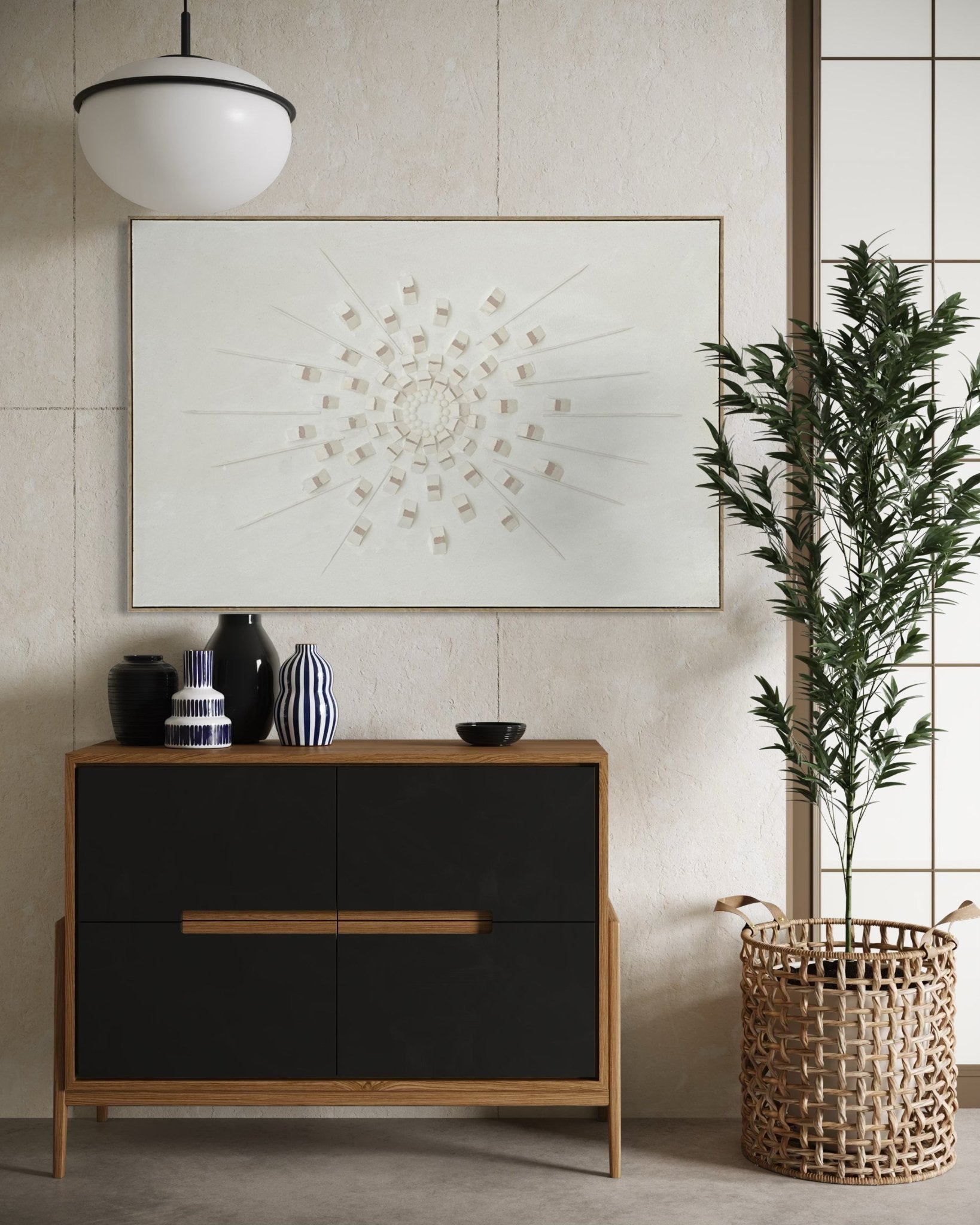 White Radiant Burst 82×122cm - | Bella Home Art