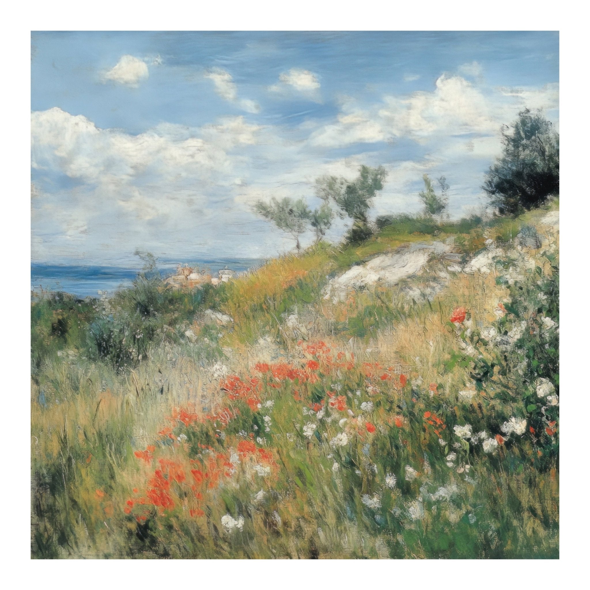 Wild Coastal Meadow 100×100cm - Hand - Painted Oil Painting | Bella Home Art