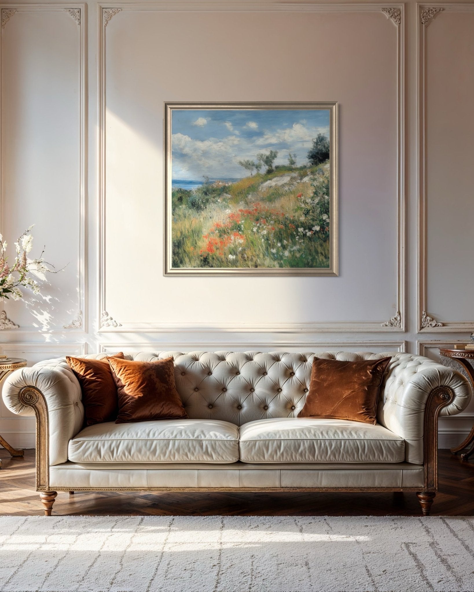 Wild Coastal Meadow 100×100cm - Hand - Painted Oil Painting | Bella Home Art