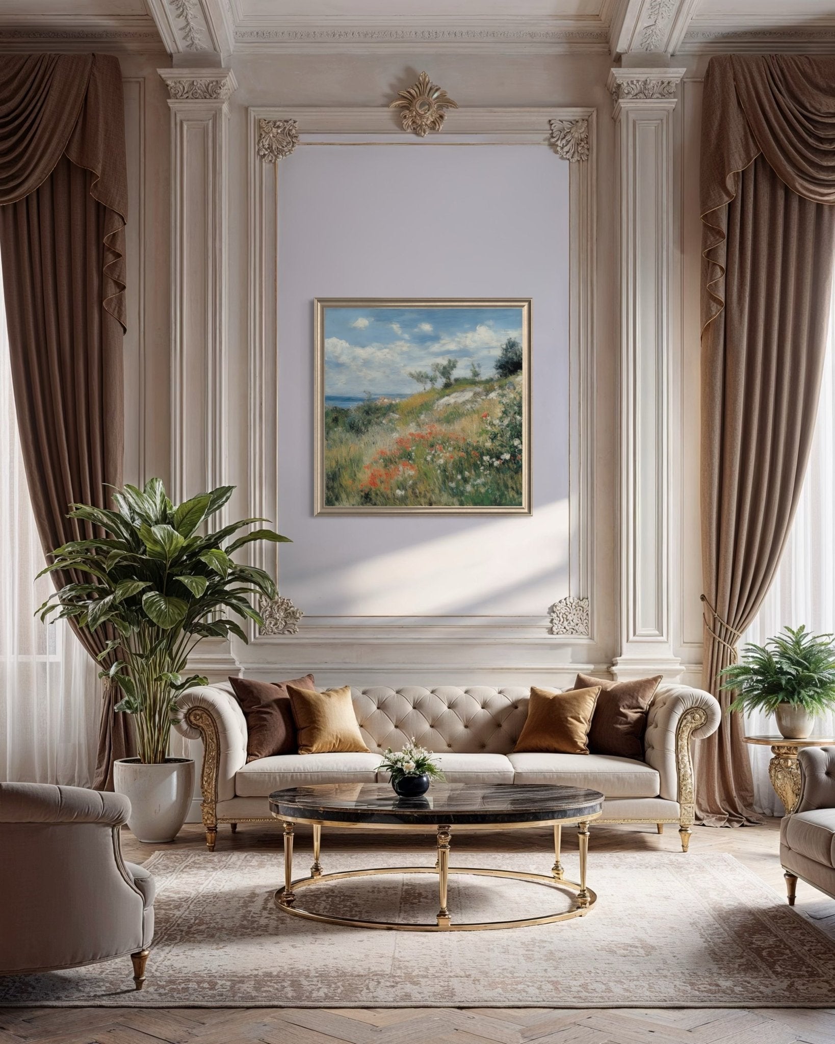 Wild Coastal Meadow 100×100cm - Hand - Painted Oil Painting | Bella Home Art